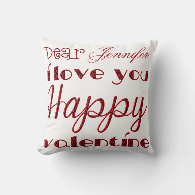 Beste ik hou van je Cute Cupid Typography Valentij Kussen (Voorkant)