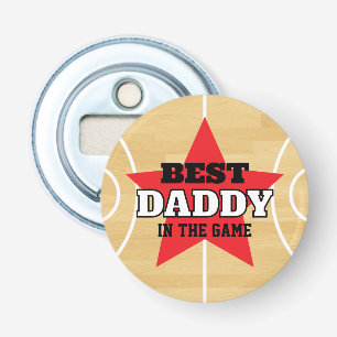 Beste in het spel Basketbal gepersonaliseerde gift Button Flesopener