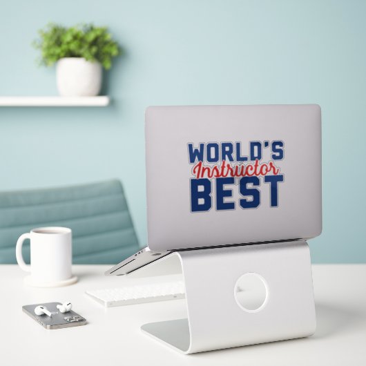 Beste instructeur van de wereld sticker (Laptop op bureau)