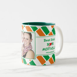 BESTE IRISH MUM - GEpersonaliseerde fotoVLAG VAN I Tweekleurige Koffiemok