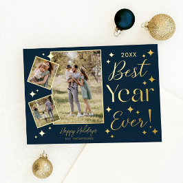 Beste Jaar ooit! 3 Familie fotoscrapbook Collage Folie Feestdagenkaart