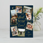 Beste Jaar ooit! 8 Familie fotoscrapbook Collage Folie Feestdagenkaart (Staand Voorkant)