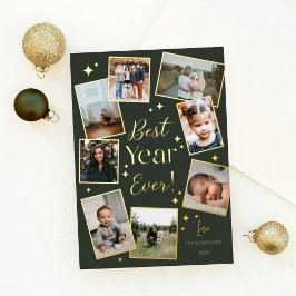 Beste Jaar ooit! 8 Familie fotoscrapbook Collage Folie Feestdagenkaart