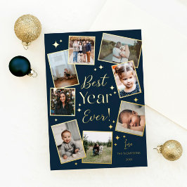 Beste Jaar ooit! 8 Familie fotoscrapbook Collage Folie Feestdagenkaart