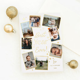 Beste Jaar ooit! 8 Familie fotoscrapbook Collage Folie Feestdagenkaart