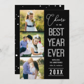 Beste jaar ooit BEWERKBARE KLEUR Nieuwjaar fotokaa Feestdagenkaart (Voorkant / Achterkant)