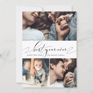 Beste jaar ooit, drie fotocollage, nieuwjaarskaart feestdagenkaart