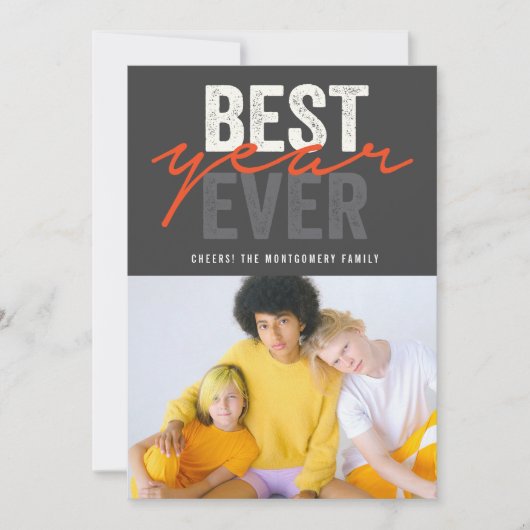 Beste Jaar Ooit Handgeschreven Modern Schrift Foto Feestdagenkaart (Voorkant)
