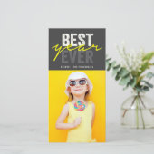 Beste jaar ooit handschrift script moderne foto feestdagenkaart (Staand voorkant)