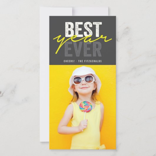Beste jaar ooit handschrift script moderne foto feestdagenkaart (Voorkant)