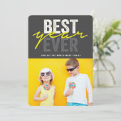 Beste jaar ooit handschrift script moderne foto feestdagenkaart (Staand voorkant)