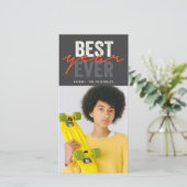 Beste jaar ooit handschrift script moderne foto feestdagenkaart (Staand voorkant)