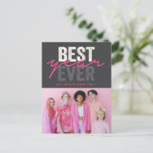 Beste jaar ooit handschrift script moderne foto feestdagenkaart (Staand voorkant)