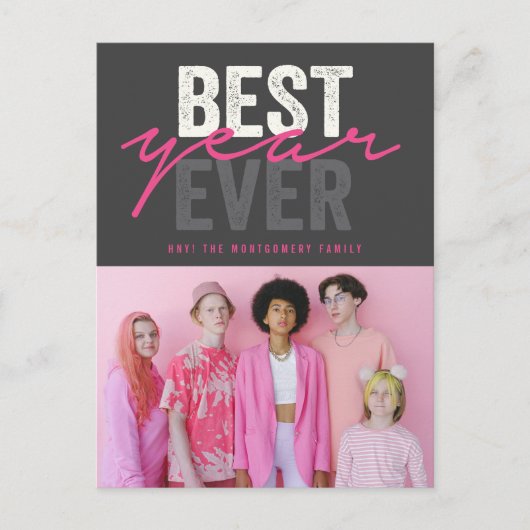 Beste jaar ooit handschrift script moderne foto feestdagenkaart (Voorkant)