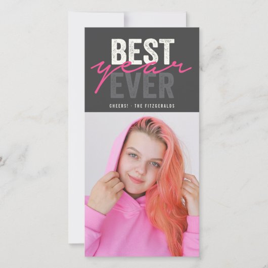 Beste Jaar Ooit Handschrift Script Moderne Foto Feestdagenkaart (Voorkant)