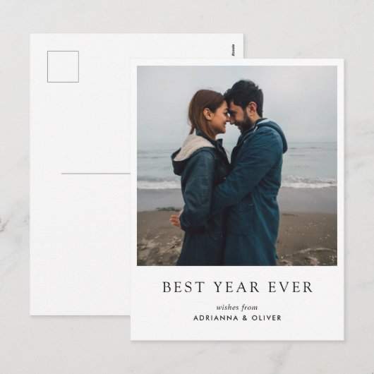 Beste Jaar Ooit Modern Script Nieuwjaar Foto Feestdagenkaart (Voorkant / Achterkant)