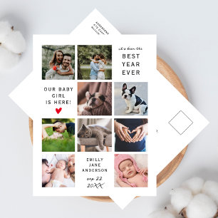 Beste Jaar Ooit Moderne Nieuwe Baby Fotocollage Briefkaart