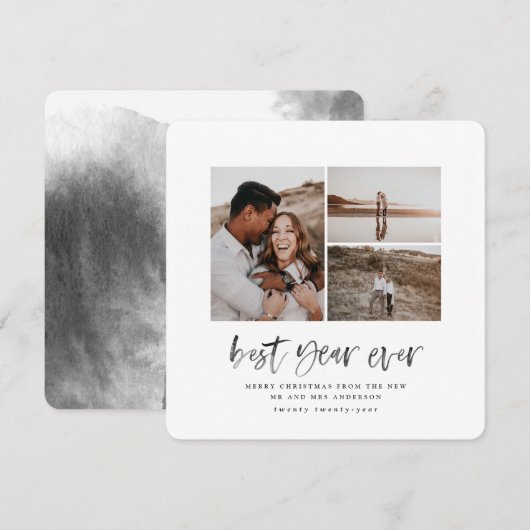 Beste jaar ooit waterverf foto's met kerstmis feestdagenkaart (Voorkant / Achterkant)