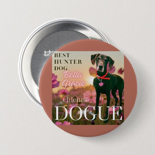 beste jager hond riboon ronde button 7,6 cm (Voorkant /achterkant)