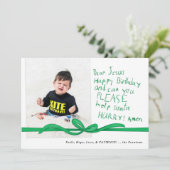 Beste Jesus Green Crayon notitie Foto Kerst Kaart (Staand voorkant)