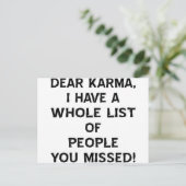 Beste Karma, ik heb een hele lijst mensen die je h Briefkaart (Staand voorkant)