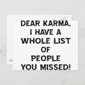 Beste Karma, ik heb een hele lijst mensen die je h Briefkaart (Voorkant / Achterkant)