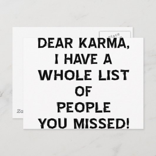 Beste Karma, ik heb een hele lijst mensen die je h Briefkaart (Voorkant / Achterkant)