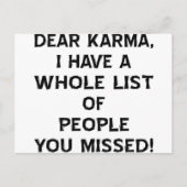 Beste Karma, ik heb een hele lijst mensen die je h Briefkaart (Voorkant)