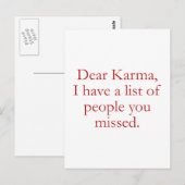 Beste Karma, ik heb een lijst met mensen die je he Briefkaart (Voorkant / Achterkant)