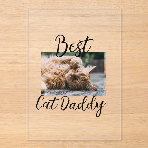 Beste kat Daddy-ouders huisdier foto papa mama een Acryl Uitnodigingen