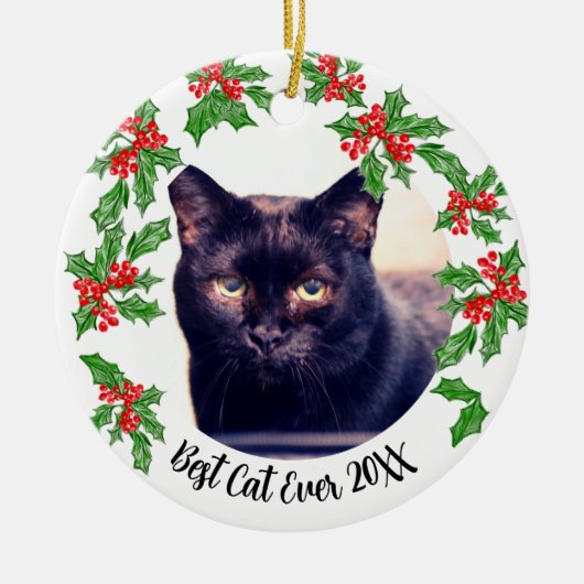 Beste Kat Kerstmis of Pet Memorial Keramisch Ornament (Voorkant)