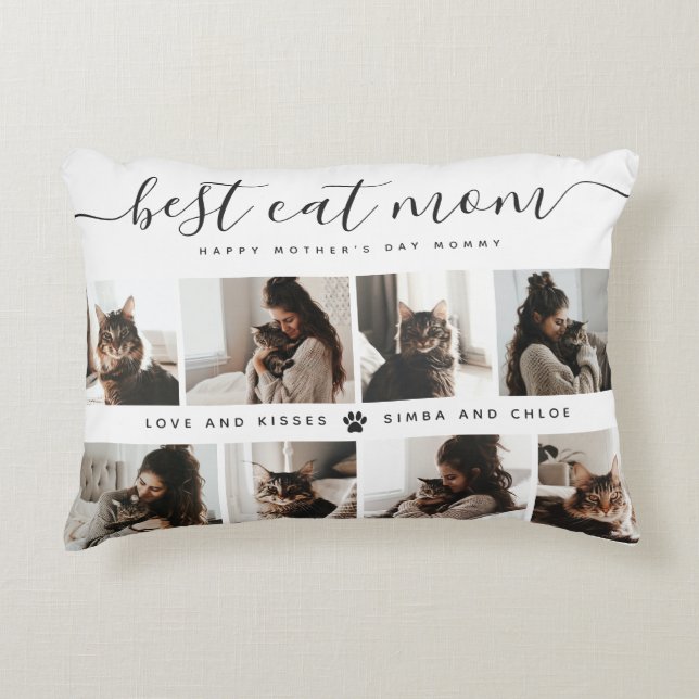 Beste kat mam: aangepaste Moederdag kat foto Accent Kussen (Voorkant)