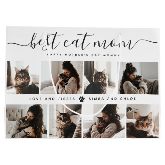 Beste kat mam: aangepaste Moederdag kat foto Groot Cadeauzakje (Achterkant)