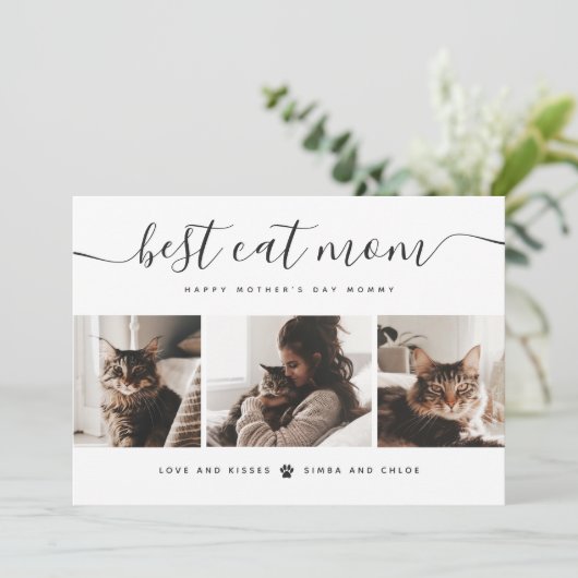 Beste kat mam: aangepaste Moederdag kat foto Kaart (Staand voorkant)