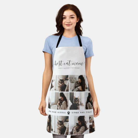 Beste kat mam: aangepaste Moederdag kat foto Schort (Gedragen)