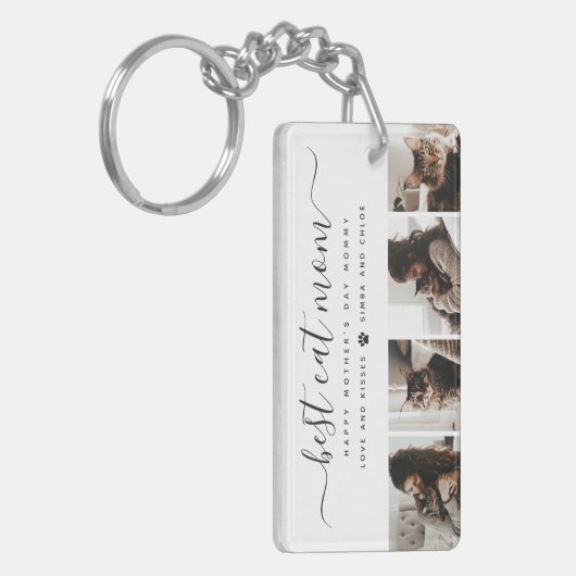 Beste kat mam: aangepaste Moederdag kat foto Sleutelhanger (Voorkant Links)