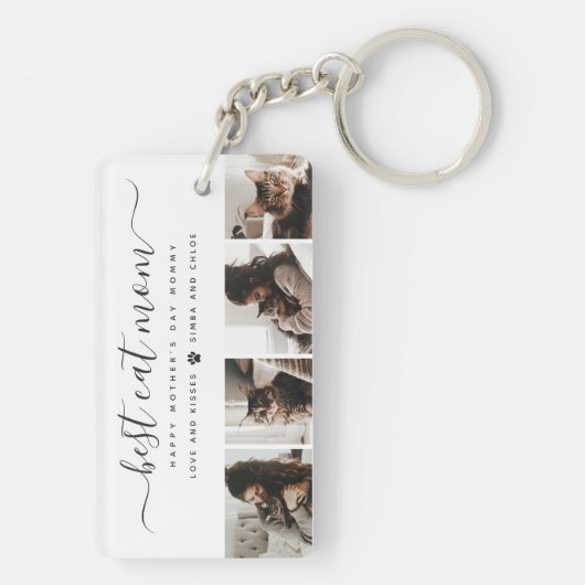 Beste kat mam: aangepaste Moederdag kat foto Sleutelhanger (achterkant)