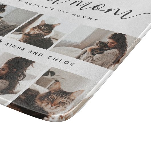 Beste kat mam: aangepaste Moederdag kat foto Snijplank (Hoek)