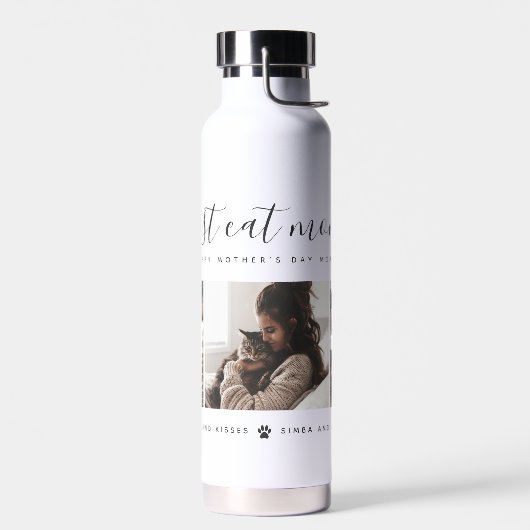 Beste kat mam: aangepaste Moederdag kat foto Waterfles (Links)