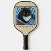 Beste kat mam ooit aangepaste foto en tekst pickleball paddle (Voorkant)