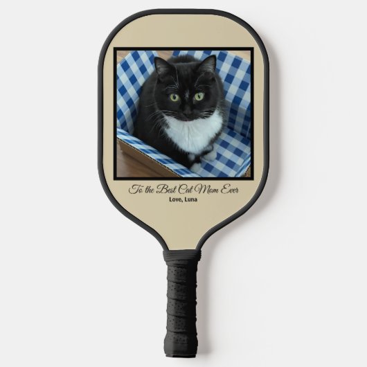 Beste kat mam ooit aangepaste foto en tekst pickleball paddle (Achterkant)