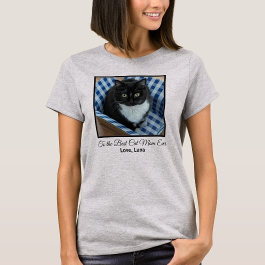 Beste kat mam ooit aangepaste foto en tekst t-shirt (Voorkant)