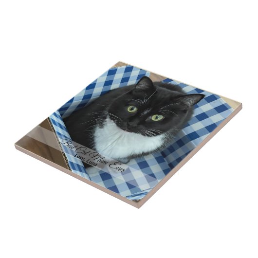 Beste kat mam ooit aangepaste foto en tekst tegeltje (Zijkant)