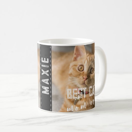 Beste kat mam ooit moderne aangepaste foto- en kat koffiemok (Voorkant rechts)