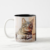 Beste kat mam ooit moderne aangepaste foto- en kat tweekleurige koffiemok (Links)