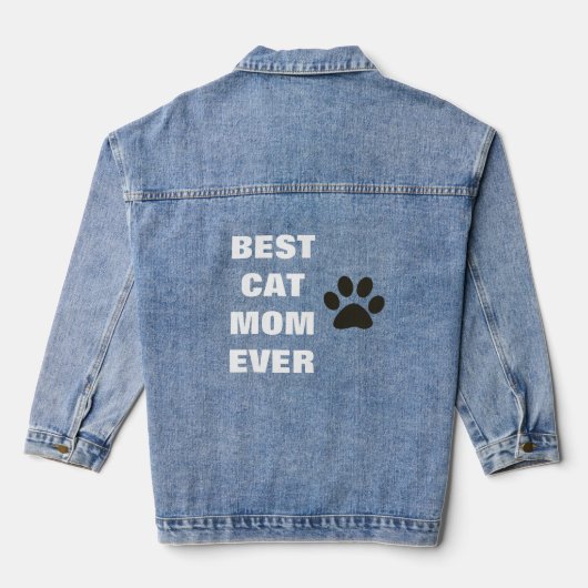 Beste kat mam ooit Moederdag paw afdrukken Denim Jacket (Achterkant)