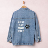 Beste kat mam ooit Moederdag paw afdrukken Denim Jacket (Hangar)