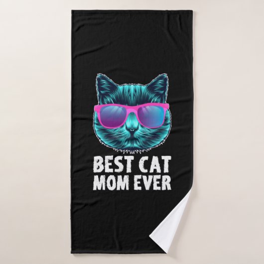 Beste kat mam ooit schattig grappige bril badhanddoek (Badhanddoek)