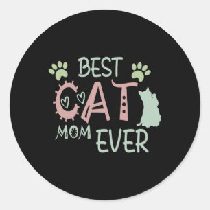 Beste kat mam ooit Schattige miauw eerste Moederda Ronde Sticker