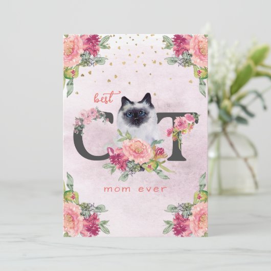 Beste kat mam ooit Siamese Kitten Moederdag Feestdagenkaart (Staand voorkant)